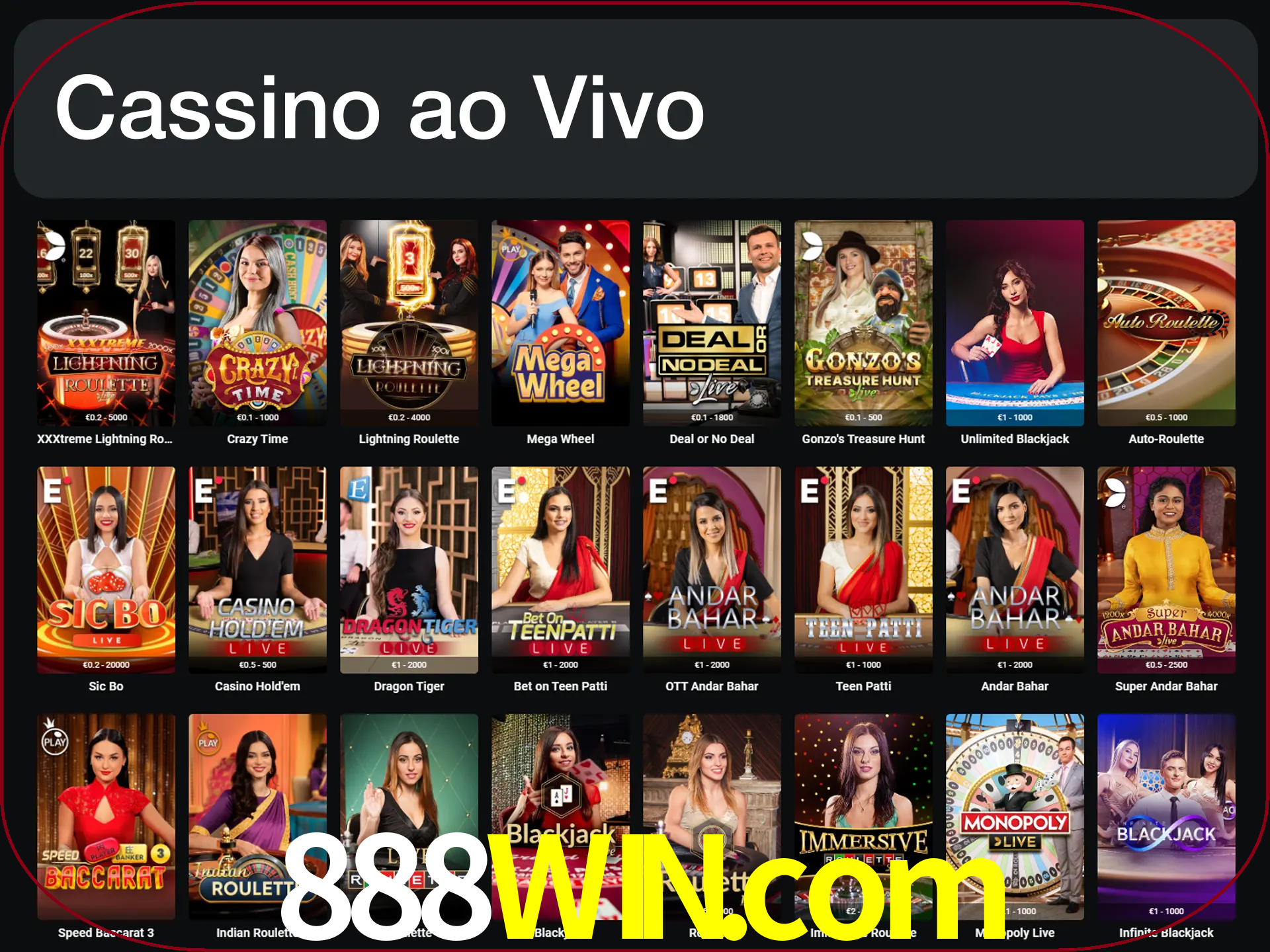 Jogue jogos de cassino com um verdadeiro dealer.